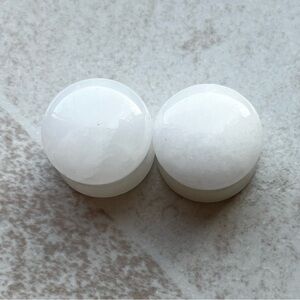 Diablo Organics White Cloudy Quartz Double Flared Plugs in 19mm